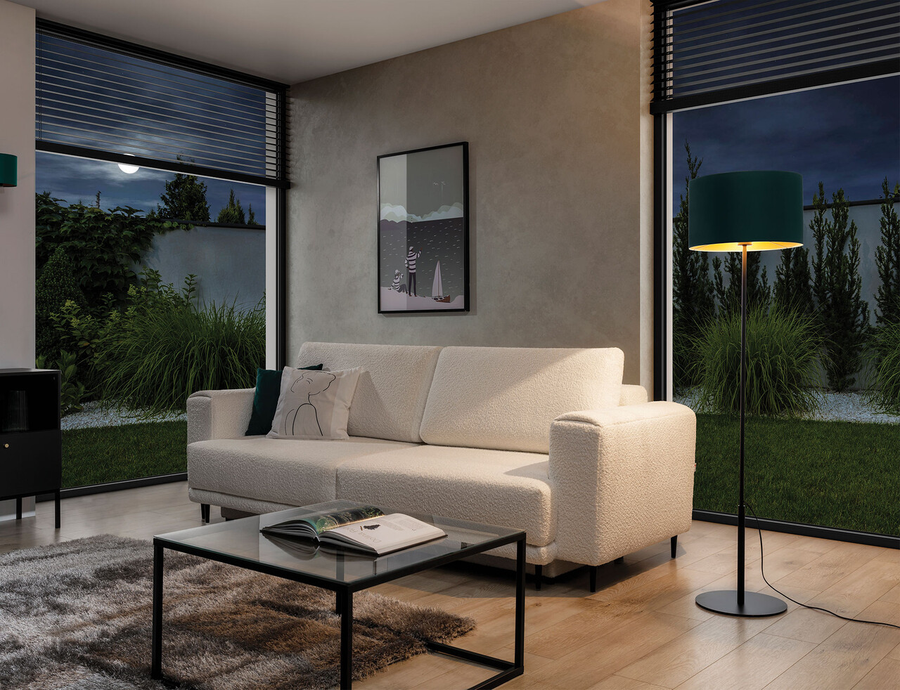 Lampadar ELTAP, Vespillo, 40x150 cm, 1xE27, 15W, otel/PVC, verde/auriu - imagine 6